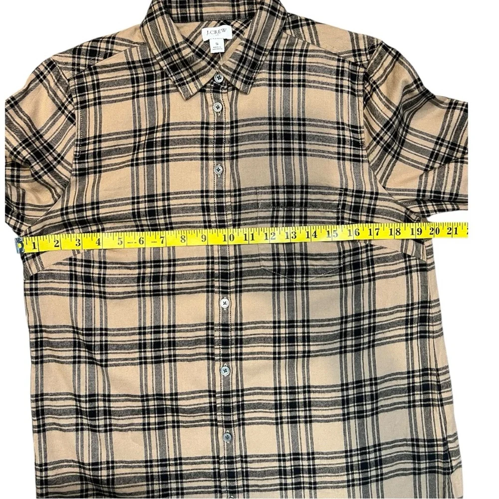 J Crew Factory Women’s black & tan brown Plaid Soft Flannel Shirt NWT